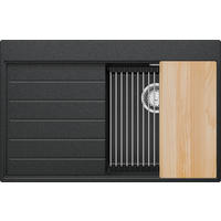 SPÜLBECKEN Sydney, 2-er set Anthrazit 78/50 cm 1 Becken + Ablauf-Set + Küchenzubehörset ab 45er Unterschrank - Chromfarben/Anthrazit, Kunststoff (78/20/50cm) - Primagran