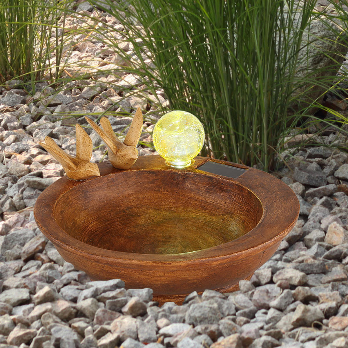 LED AUSSENLEUCHTE Solarleuchte Braun - Braun, Kunststoff (26/23/12.3cm) - Globo Lighting