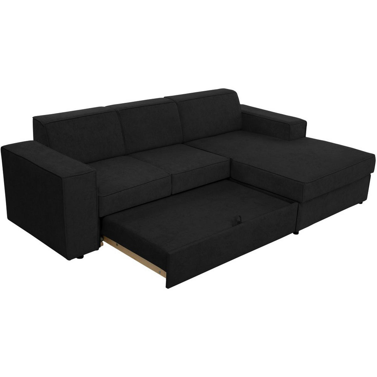 ECKSCHLAFSOFA mit Schlaffunktion Pedro L schwarz rechts - Schwarz, Kunststoff/Textil (267/160cm) - Beautysofa