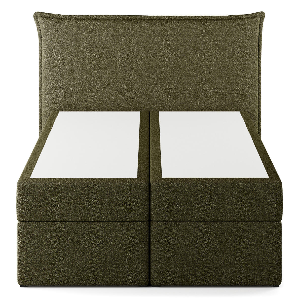 BOXBETT mit Stauraum - Bouclé - Olivgrün, Holzwerkstoff/Textil (140/200cm) - home24