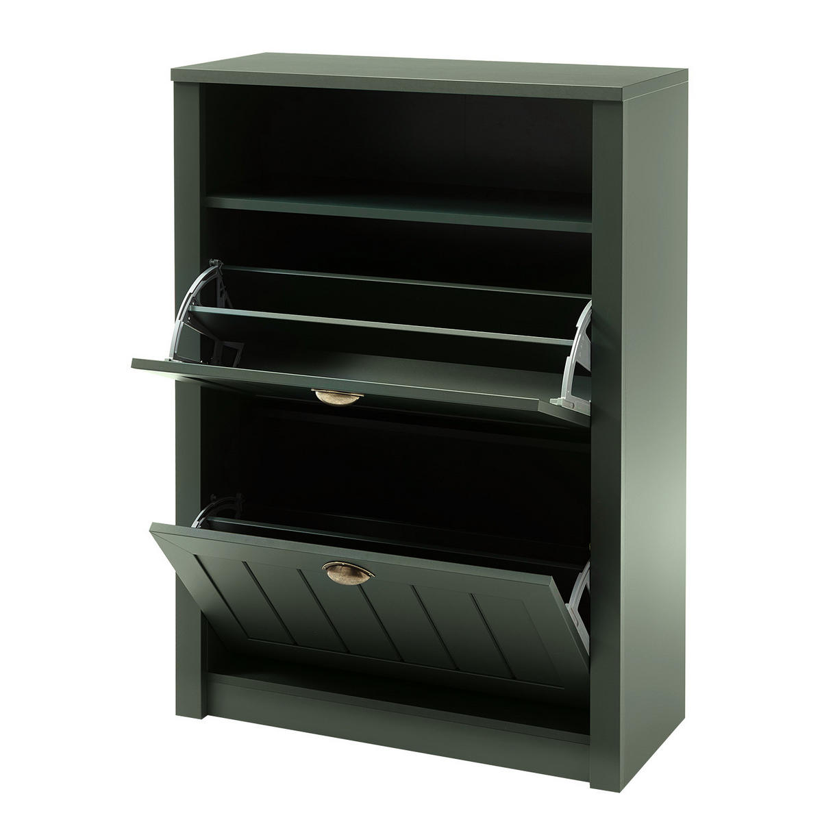 SCHUHKIPPER - Moosgrün / Gold - Grün, Holzwerkstoff/Metall (80/111/36cm) - home24