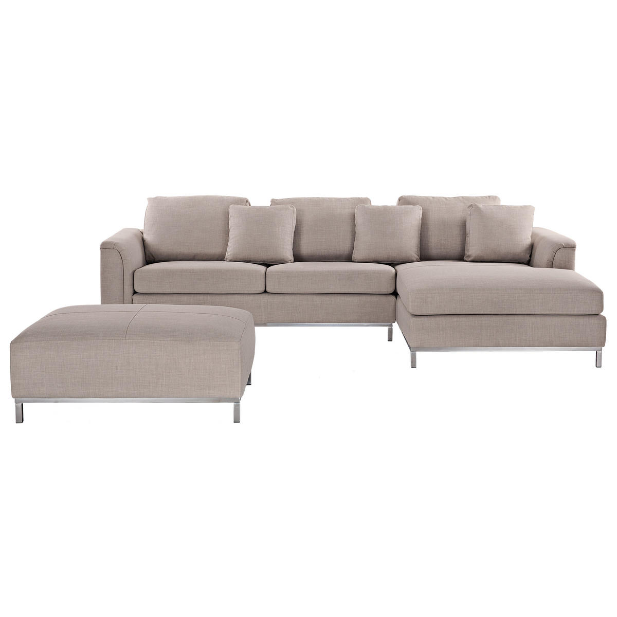 5-SITZER-ECKSOFA linksseitig mit Ottomane Polyester Beige Oslo - Beige, Textil (270/151cm) - Beliani
