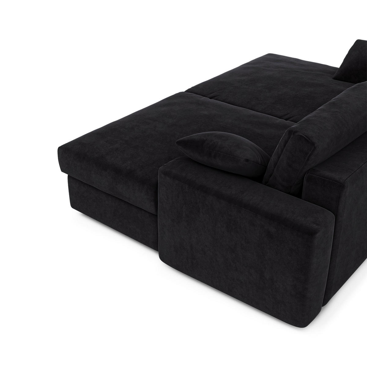 SOFA PLUM Samt Schwarz 260cm - Schwarz, Textil (260/83/155cm) - Premium Interiors