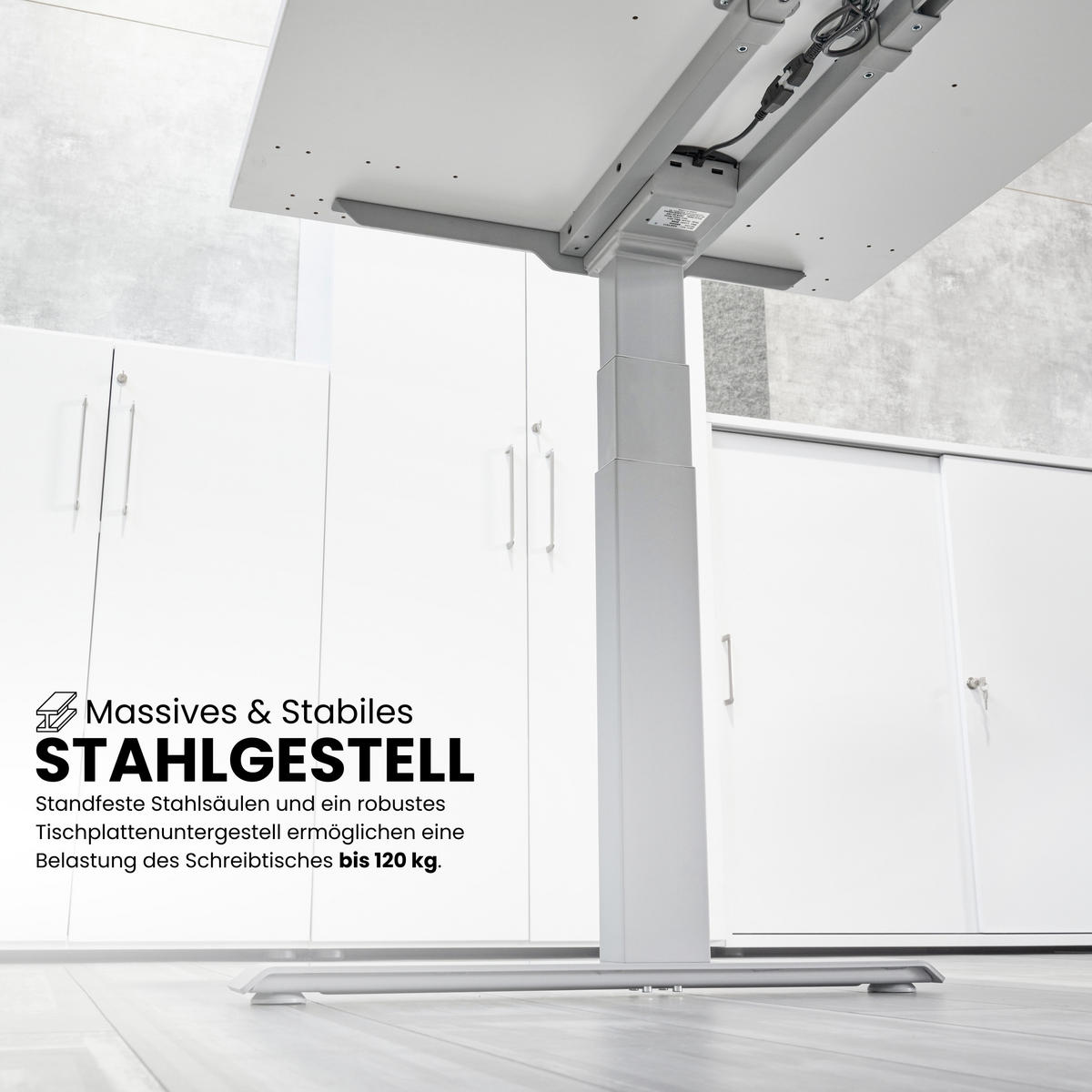 SCHREIBTISCH elektrisch XDKB 80/140/74 cm in Weiß/Graphitfarben - Graphitfarben/Weiß, Holzwerkstoff (80/140/74cm) - bümö