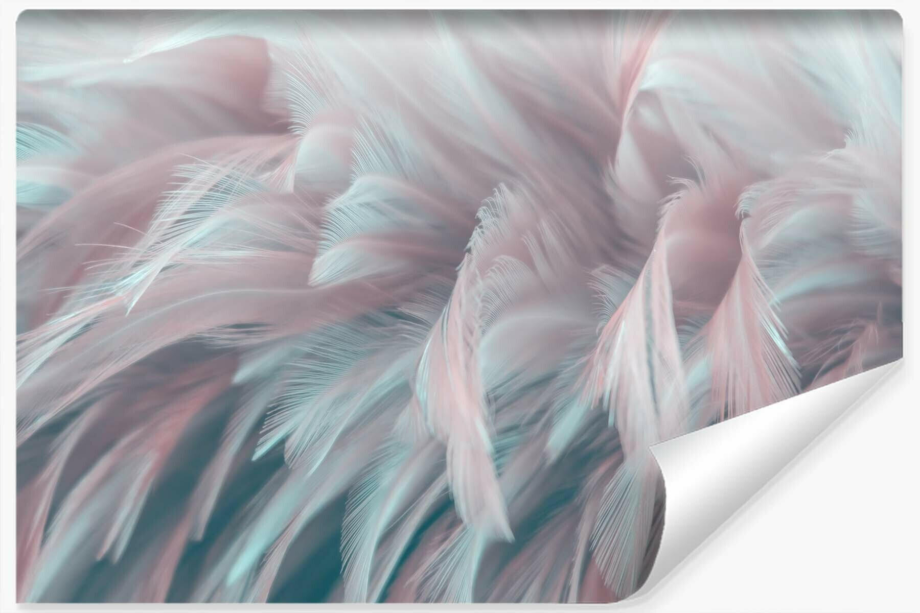FOTOTAPETE Für Schlafzimmer Bunte Federn 3D 520x318cm - Türkis/Blau, Papier (520/318cm) - Muralo