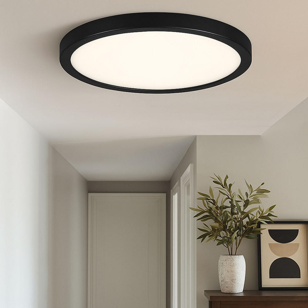 LED DECKENLEUCHTE Schwarz Aufbaulampe - Schwarz, Metall (40/40/3.6cm) - Briloner