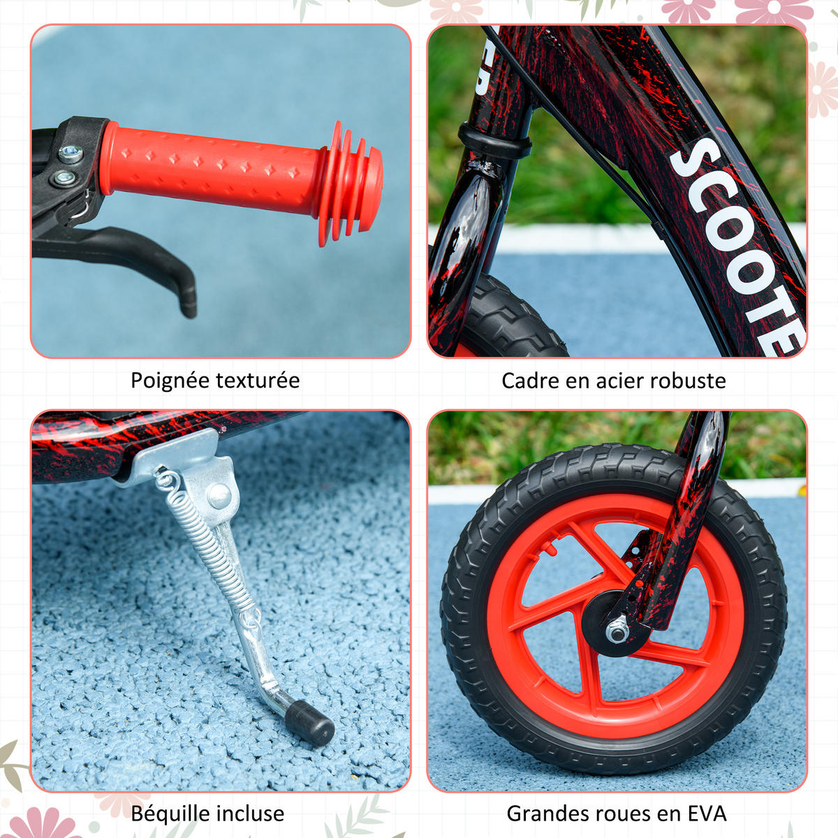KINDERSCOOTER DE-16946 große Räder 5-fach höhenverstellbar Rot - Rot, Metall (118/52/88cm) - ComfortXL