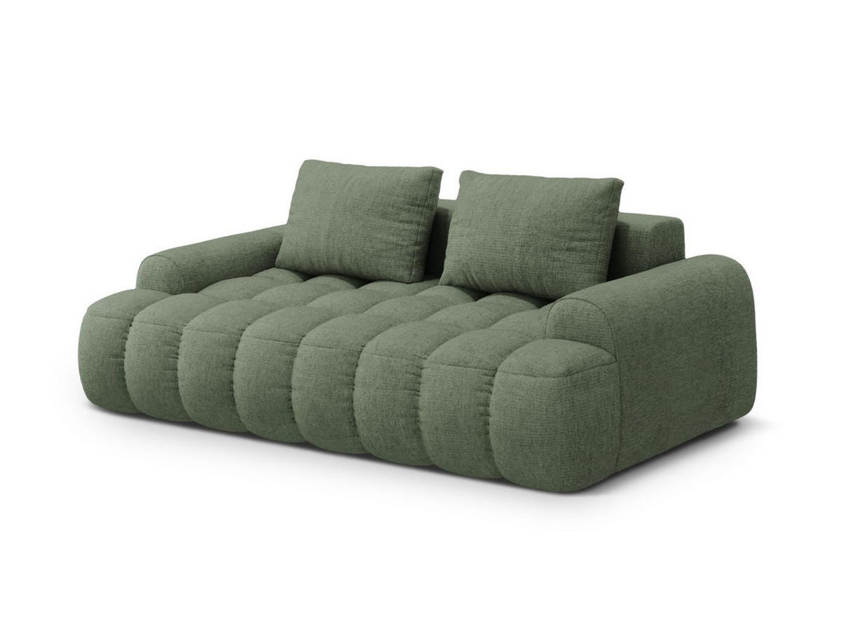 SOFA Linz aus strukturiertem Stoff dunkles olivgrün 3 Sitzplätze - Dunkelgrün, Textil (100/84/200cm) - Cosmopolitan Design