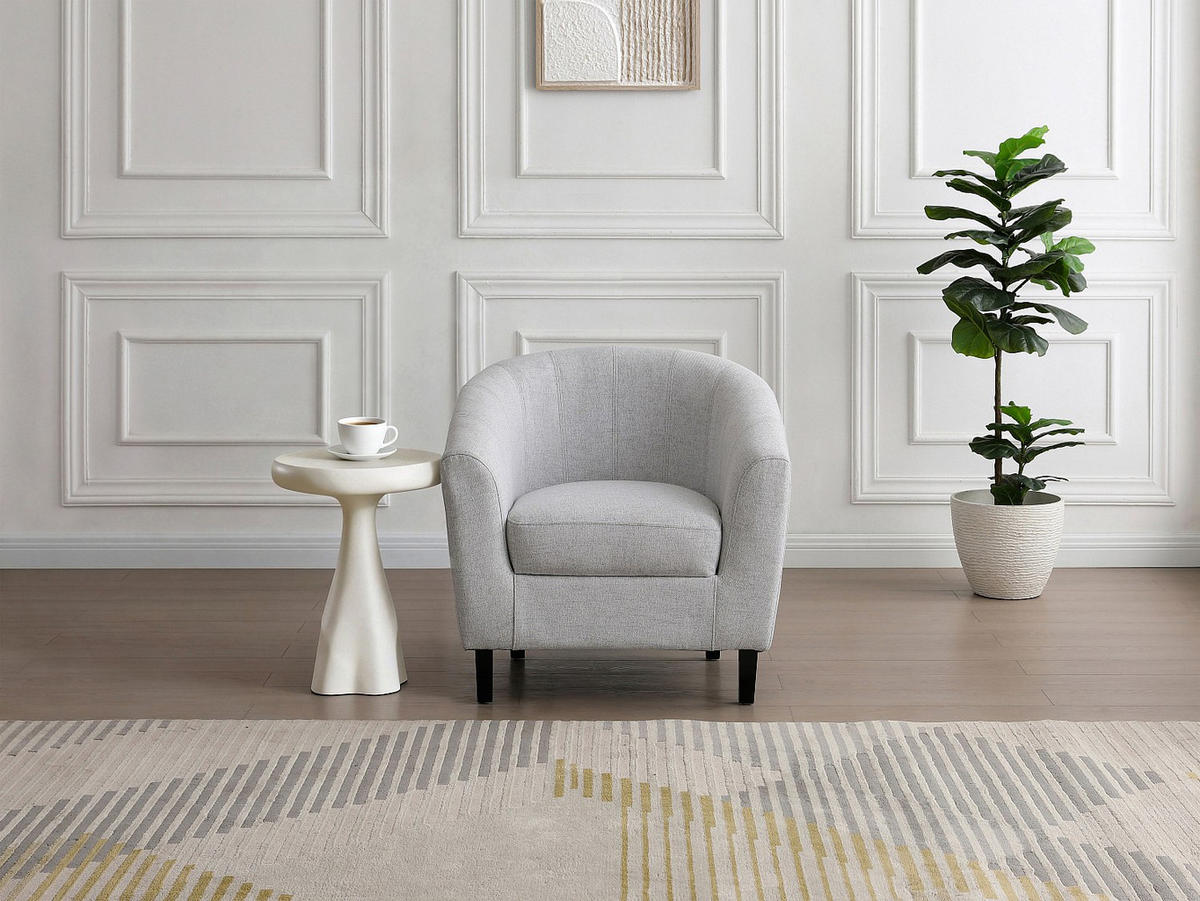 SESSEL mit gerader Rückenlehne - 1 Person - Stoff - Hellgrau - - Hellgrau, Textil (78/76/71cm) - Vente-Unique
