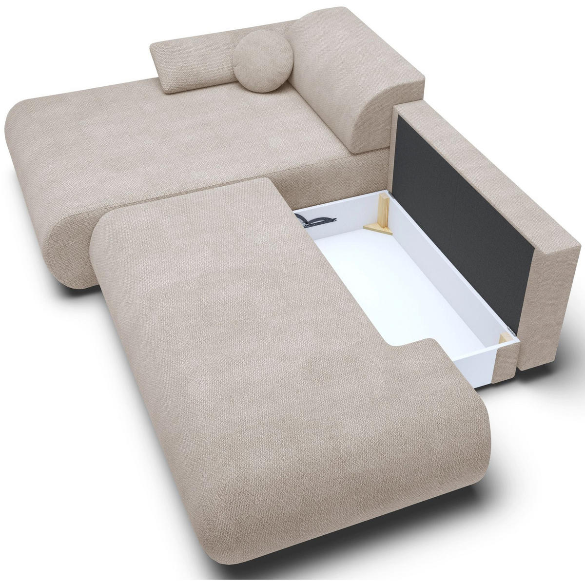 ECKSOFA Armone Hellbeige Chenille - Ecru/Schwarz, Kunststoff/Textil (286/173.5cm) - Selsey