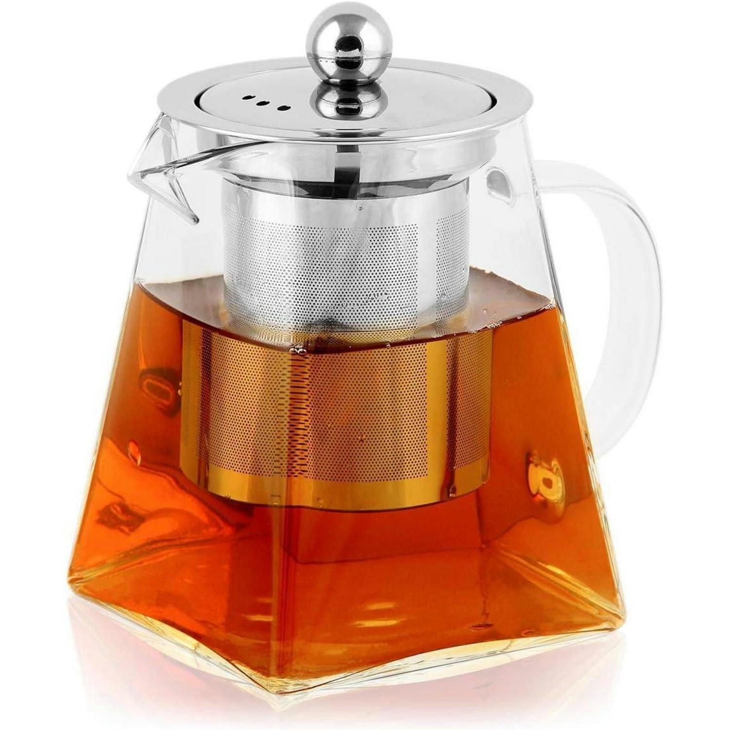 TEEKANNE Glas mit Siebeinsatz 500ml eckig hitzebeständig - Transparent, Glas (8.7/8.7cm)