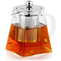 TEEKANNE Glas mit Siebeinsatz 500ml eckig hitzebeständig - Transparent, Glas (8.7/8.7cm)