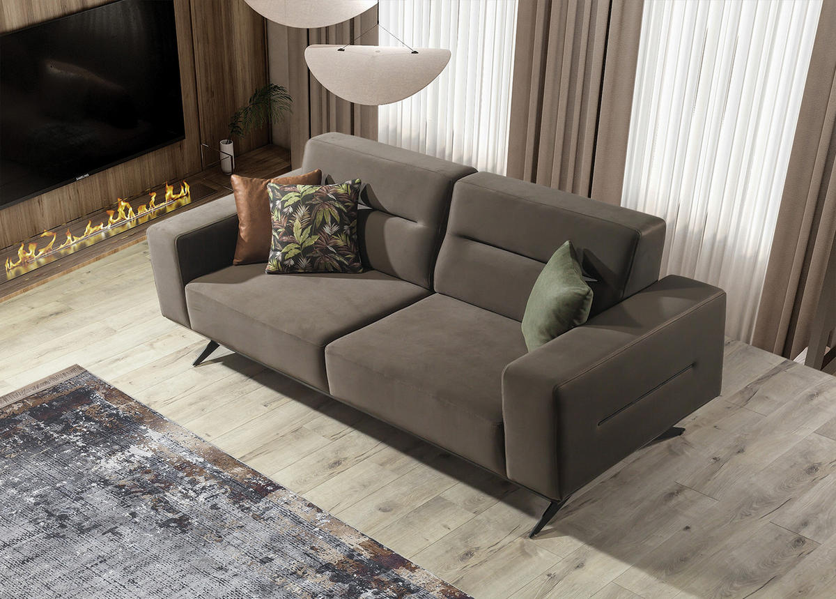 SITZGARNITUR Soprano Seidengrau Stellvariante:3+1 - Braun, Holz/Textil (230/85/100cm) - Villa Möbel