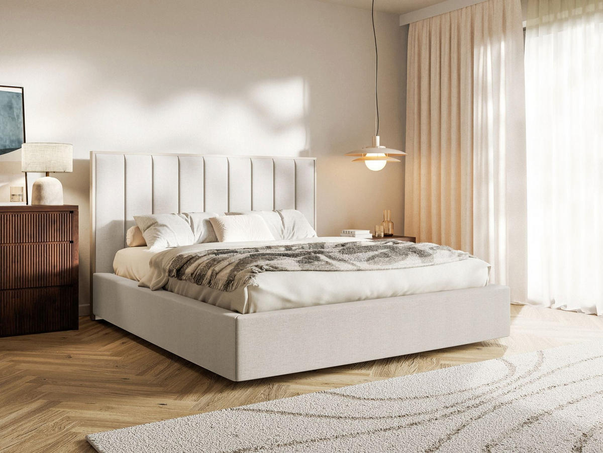 POLSTERBETT Togents Hellbeige mit Chenillebezug, 180x200 cm - Ecru, Textil (180/200cm) - Selsey