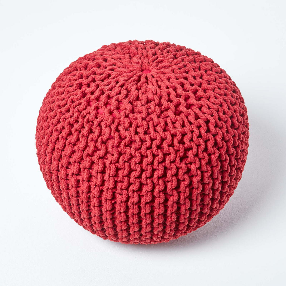 STRICK-POUF rot, 40/40/35 cm - Rot, Textil (40/35/40cm) - Homescapes