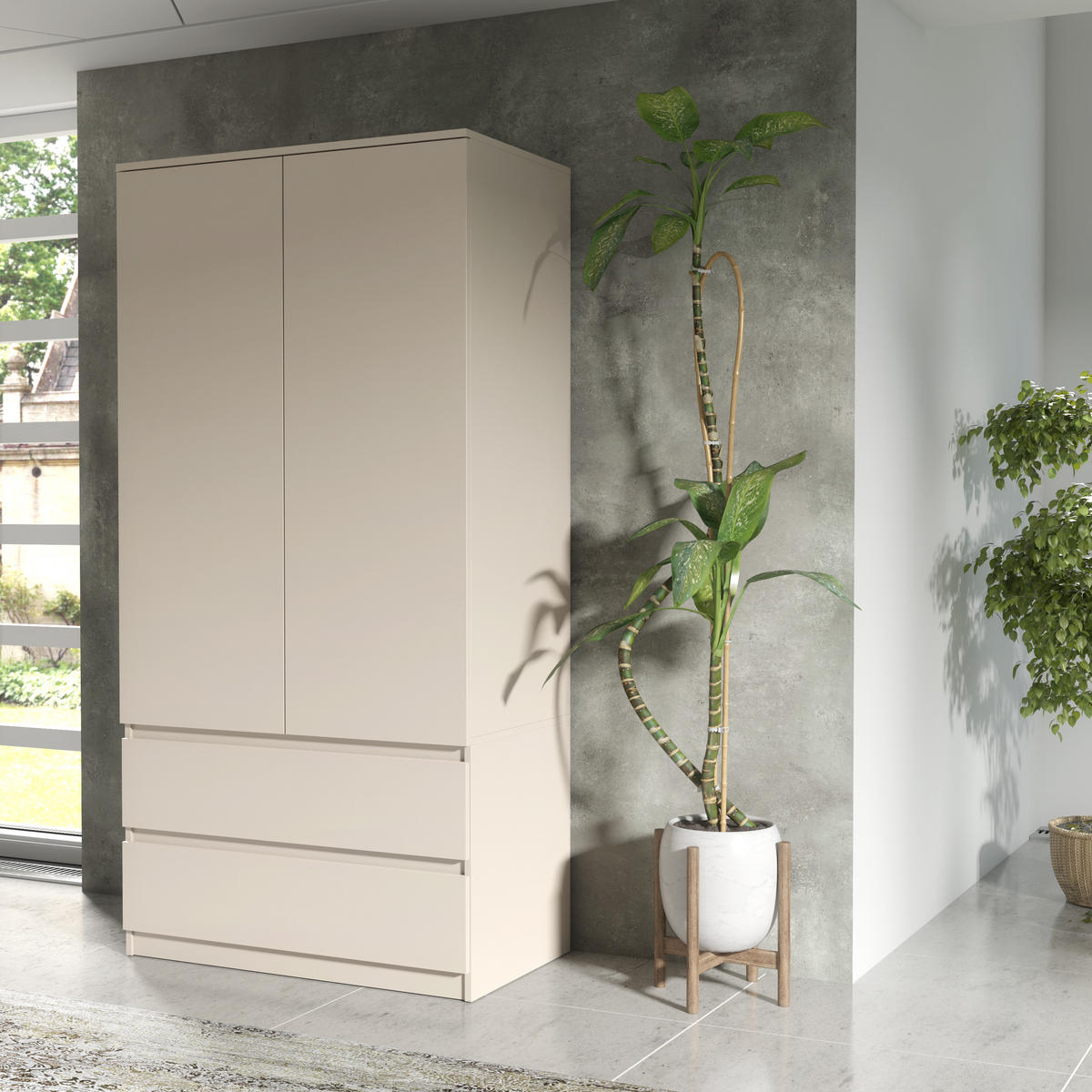 KLEIDERSCHRANK mit Schubladen 90x50x180 cm Kaschmir - Kaschmir, Holzwerkstoff (180/90/50cm) - MebLocker