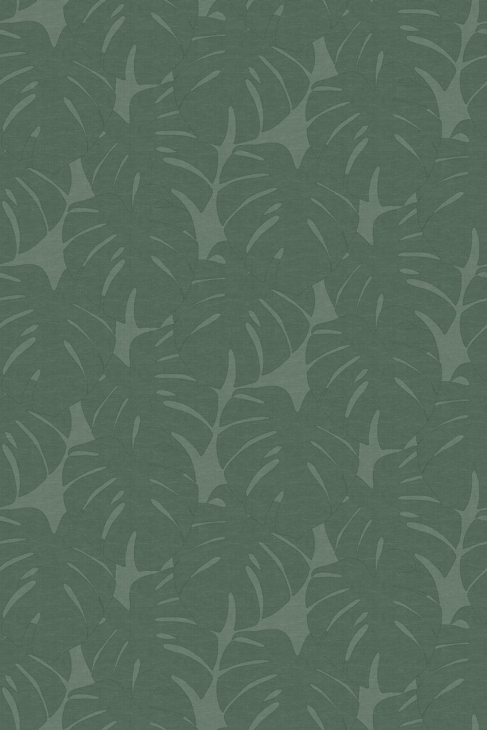 FOTOTAPETE Blätter in Leinen-Optik 200 x 300 cm - Grün, Papier (200/300cm) - Origin Wallcoverings