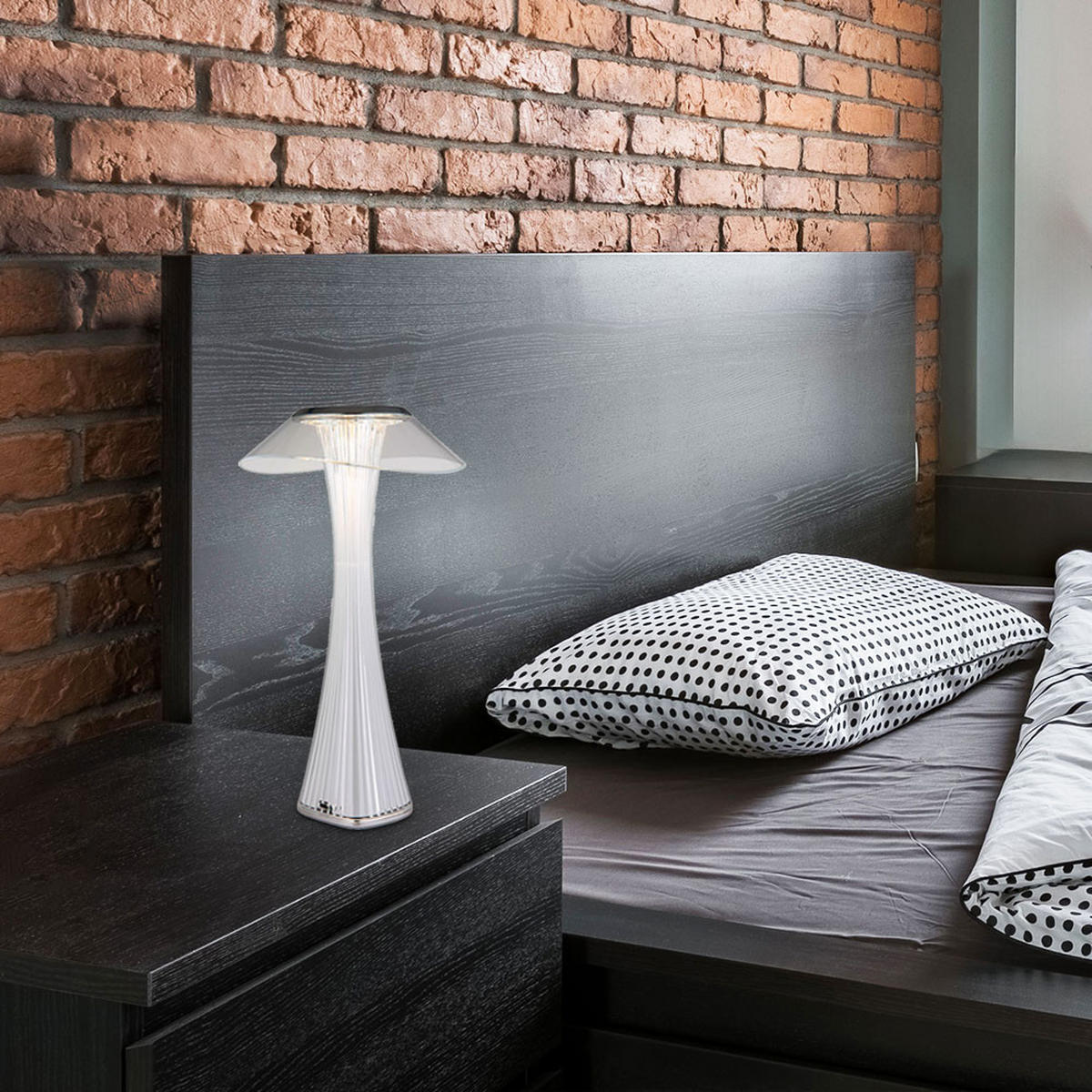 LED TISCHLEUCHTE Ambra Silber Chrom - Silberfarben, Kunststoff (15.1/15.1/27.4cm) - Globo Lighting