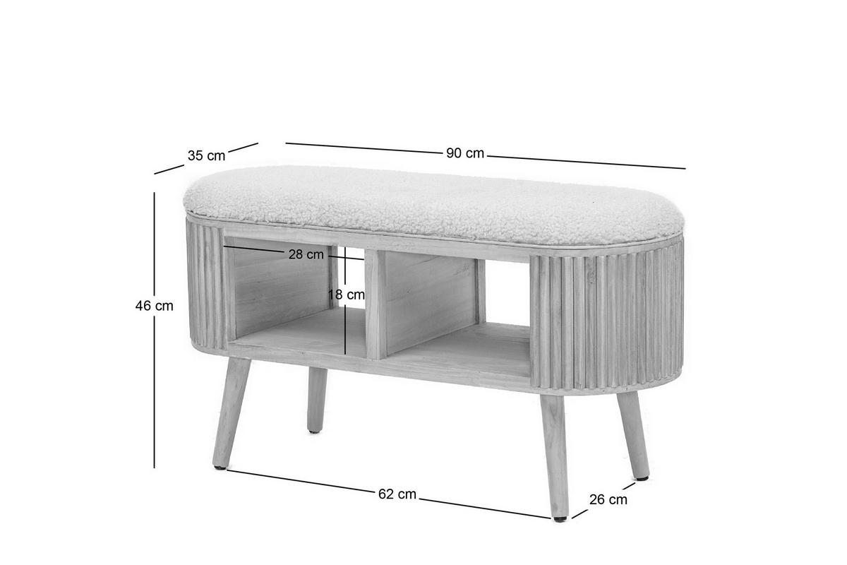 SITZBANK Rattan Beige - Beige, Holz (90/45.5/35cm) - Nordlys