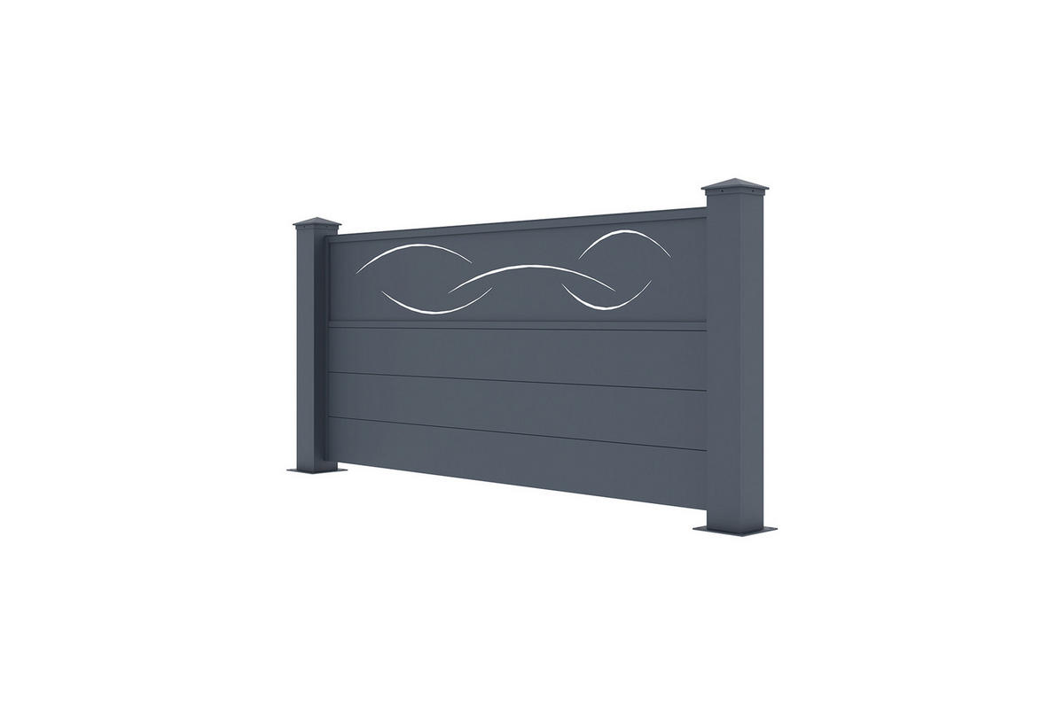 VORGARTENZAUN 2er-Set Life grau 1,9m H.90cm aluminium - Grau, Metall (378/89cm) - Casanoov