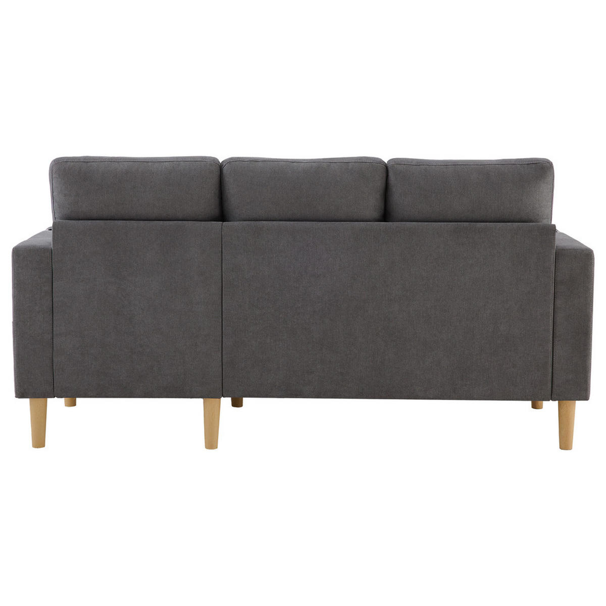 SOFA 3-Sitzer L-Form Chaiselongue Stauraum Kissen - Grau, Holz (129/175cm) - FLIEKS