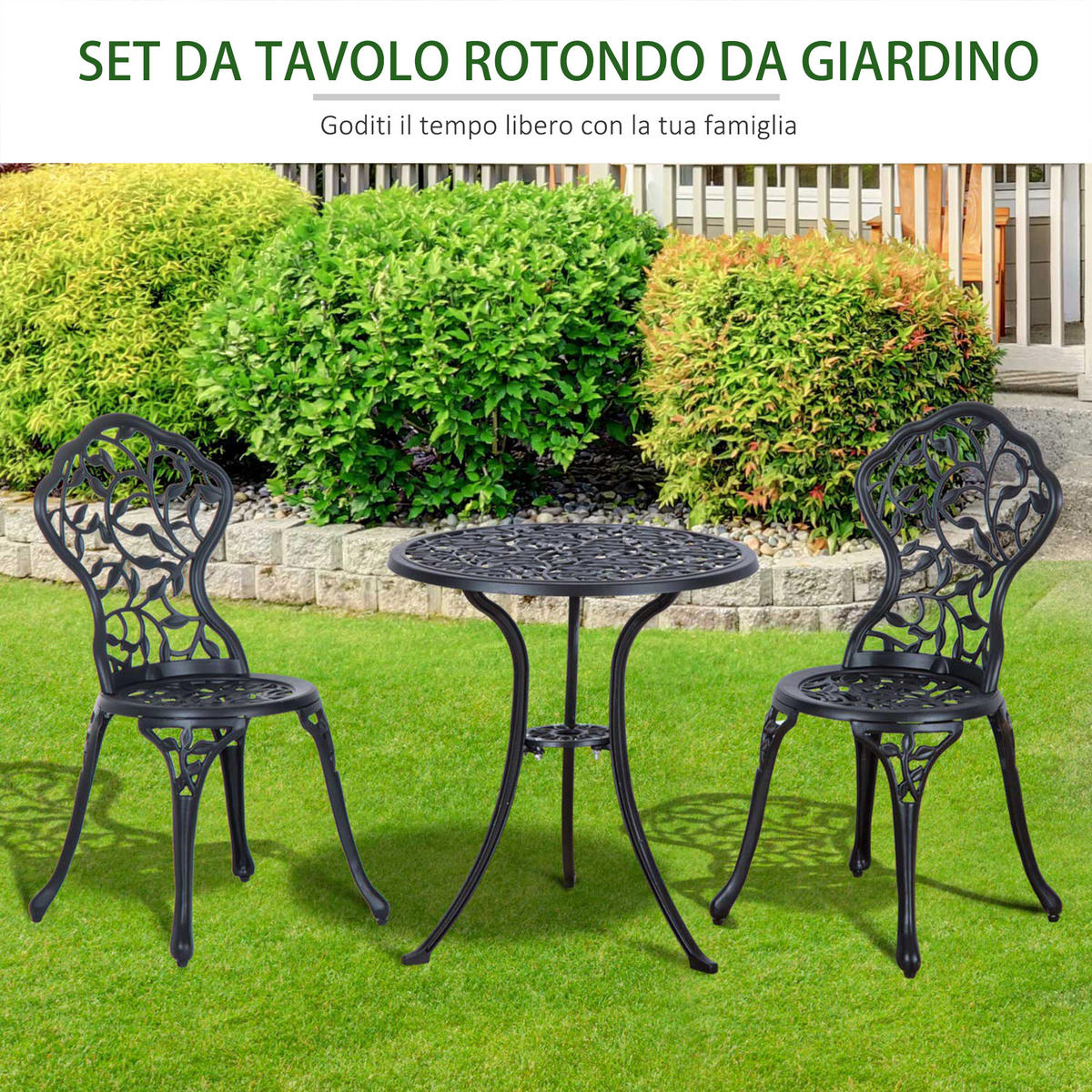GARTEN-BEISTELLTISCHSET Schwarz 3 Stück - Schwarz, Naturmaterialien (60/60/65cm) - GiPP