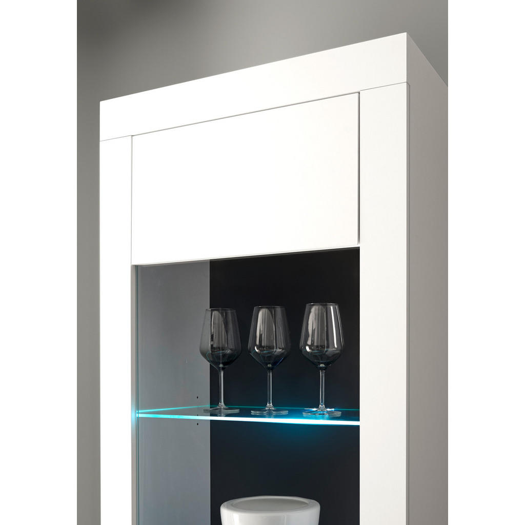 Thumbnail - Furn.Design Vitrine, Weiß, Anthrazit, Holz, Nachbildung, 3 Fächer, Sockel, 64x206x38 cm, FSC 100%, Wohnzimmer, Wohnwände...
