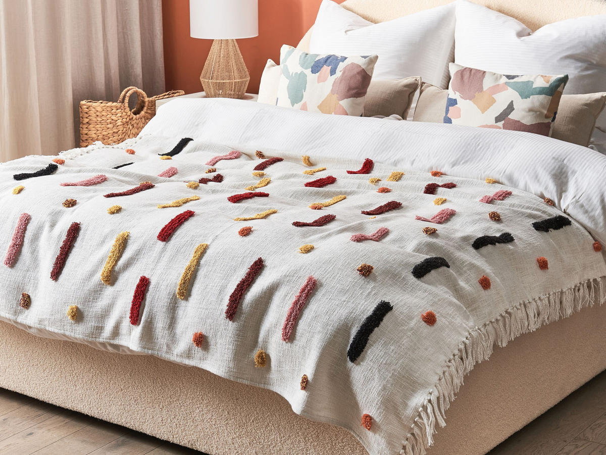 DECKE Senfgelb Alappuzha 130/180 cm - Dunkelgelb, Naturmaterialien/Textil (130/180cm) - Beliani