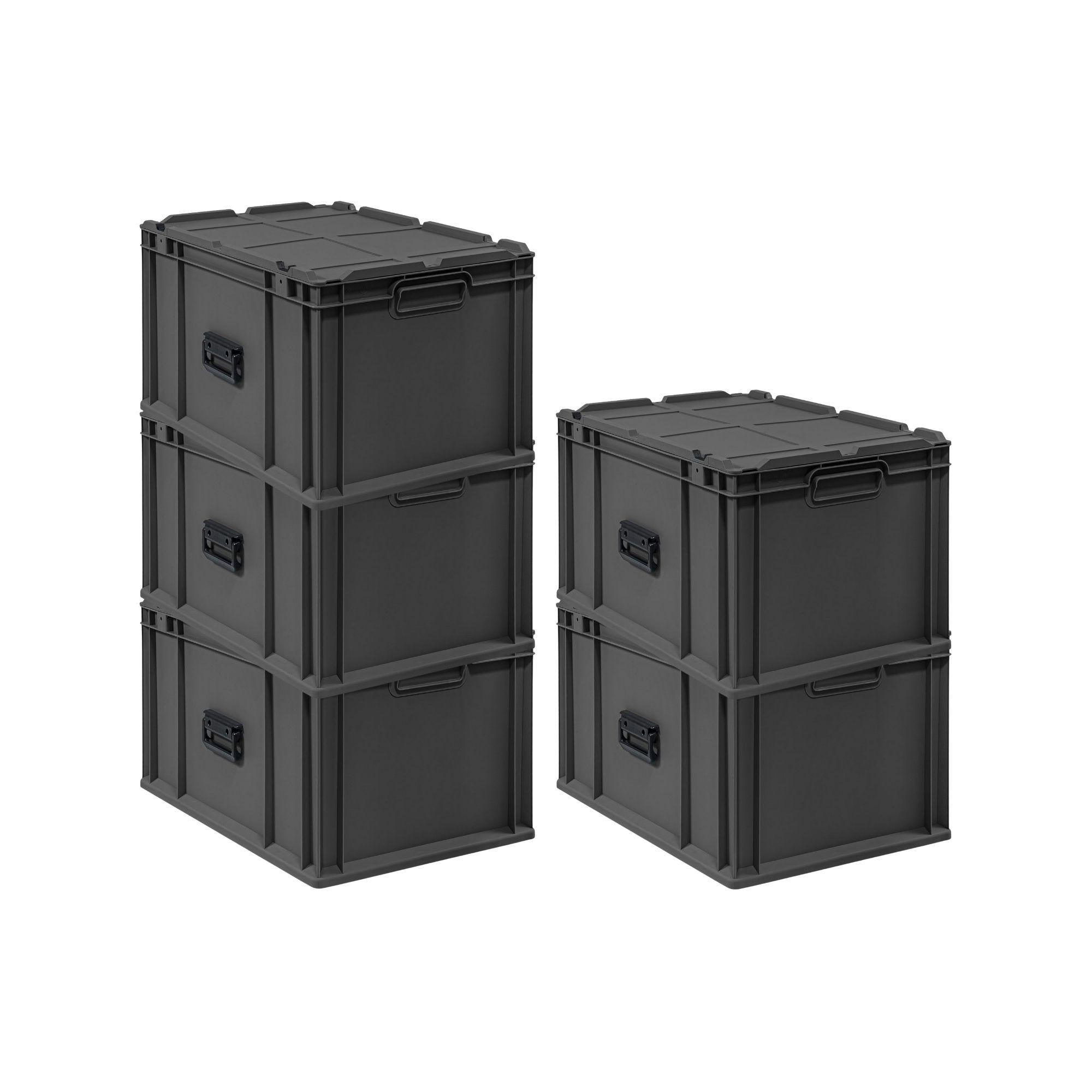 EUROBOX 5x NextGen Portable, HxBxT 33,5x40x60cm, 65 Liter, Schwarz - Schwarz, Kunststoff (40/33.5/60cm) - PROREGAL