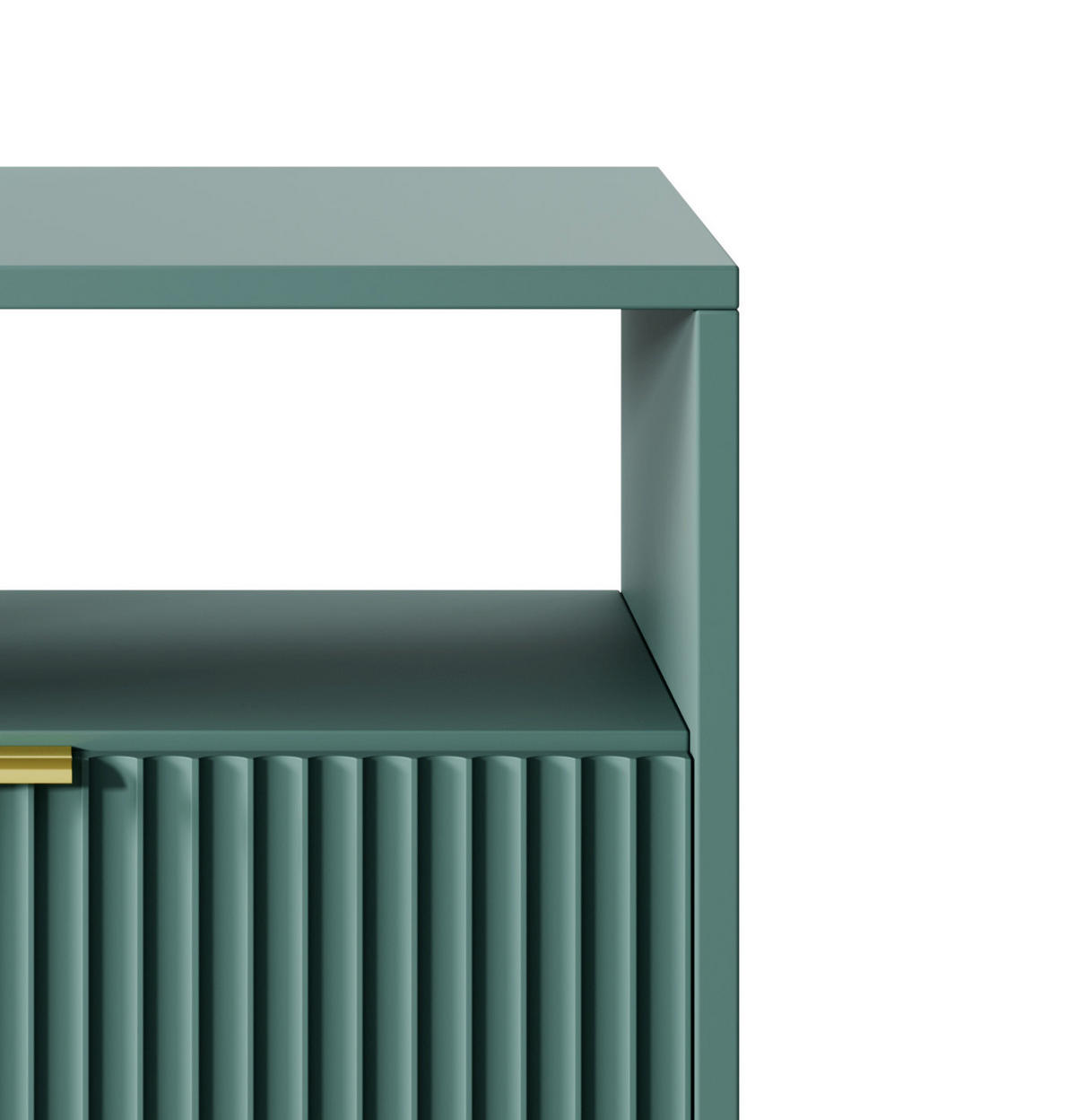 NACHTTISCH Nova - NOC, Geriffelte Front mit Goldenes Griffdesign 54x39x56 cm Lablador - Türkis/Goldfarben, Holzwerkstoff/Kunststoff (54/56/39cm) - DomoHome