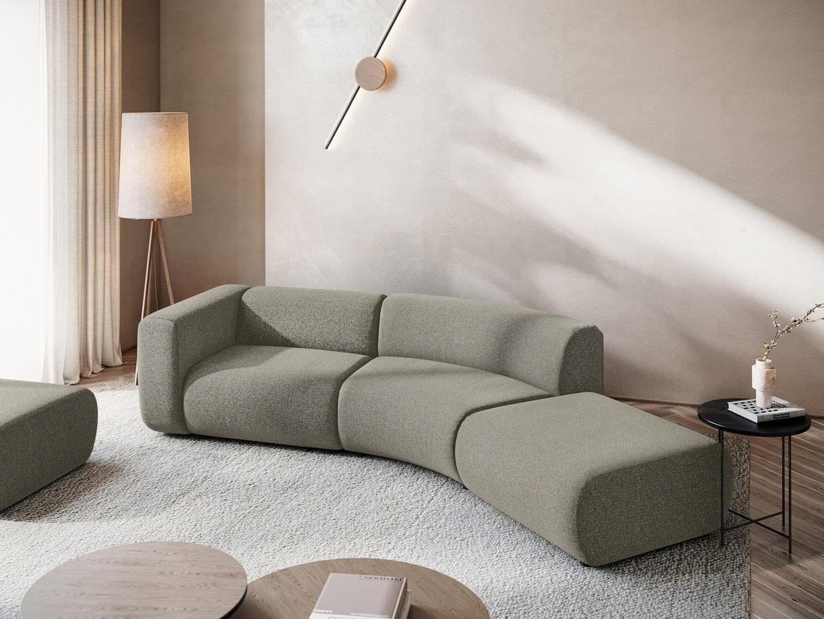 4-SITZER-SOFA Strukturstoff Stoff Beige - Beige/Schwarz, Kunststoff/Textil (335/70/166cm) - Makamii