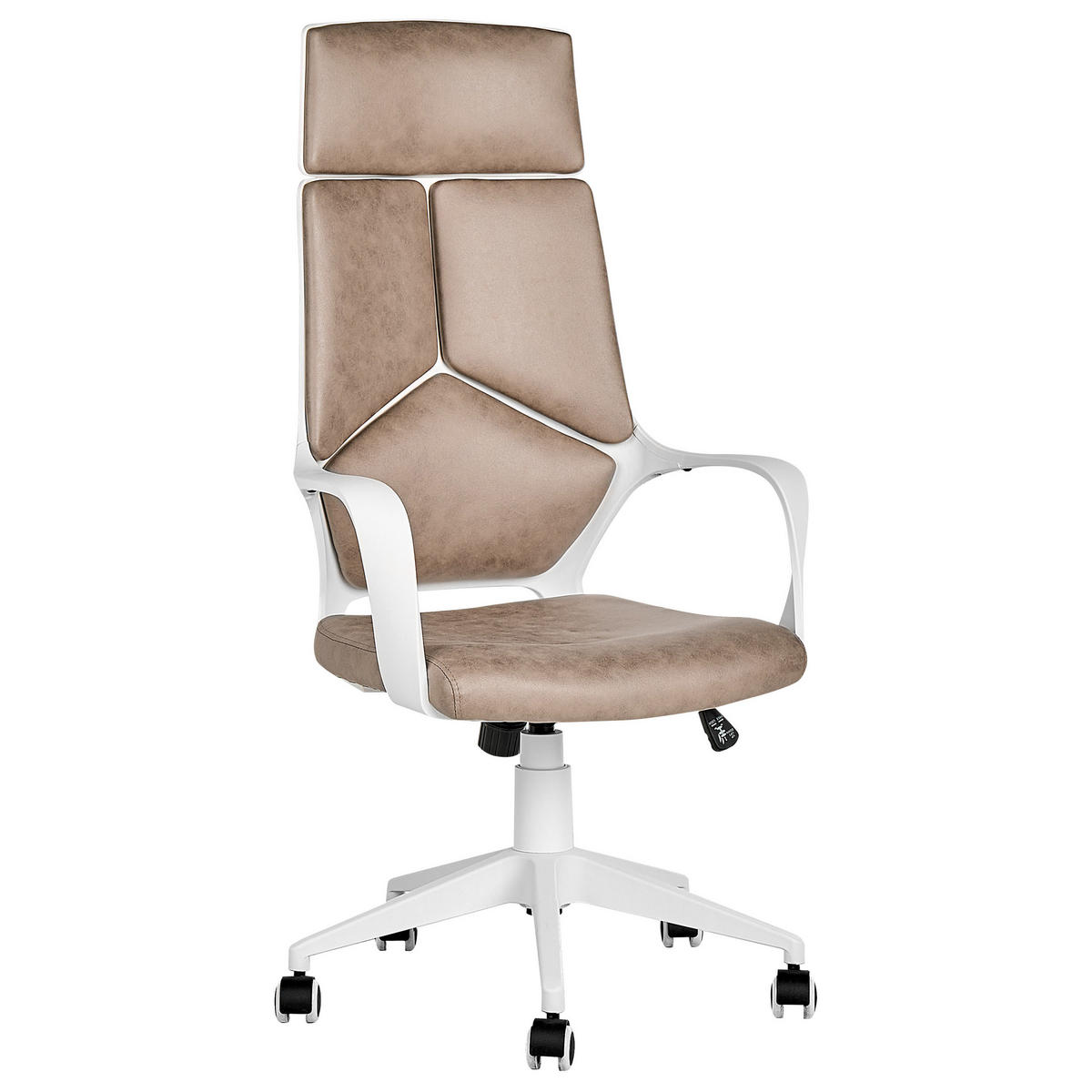 BÜROSTUHL Taupe/Weiß Delight - Beige, Kunststoff/Textil (64/116/64cm) - Beliani
