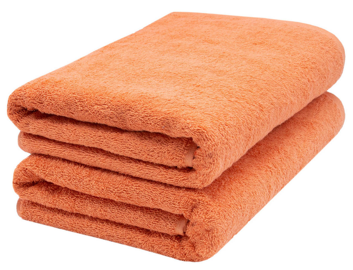 SAUNATUCH, 2er-Set, 70x200 cm, 100% Baumwolle, Orange - Terra cotta, Textil (70/200cm) - Zollner