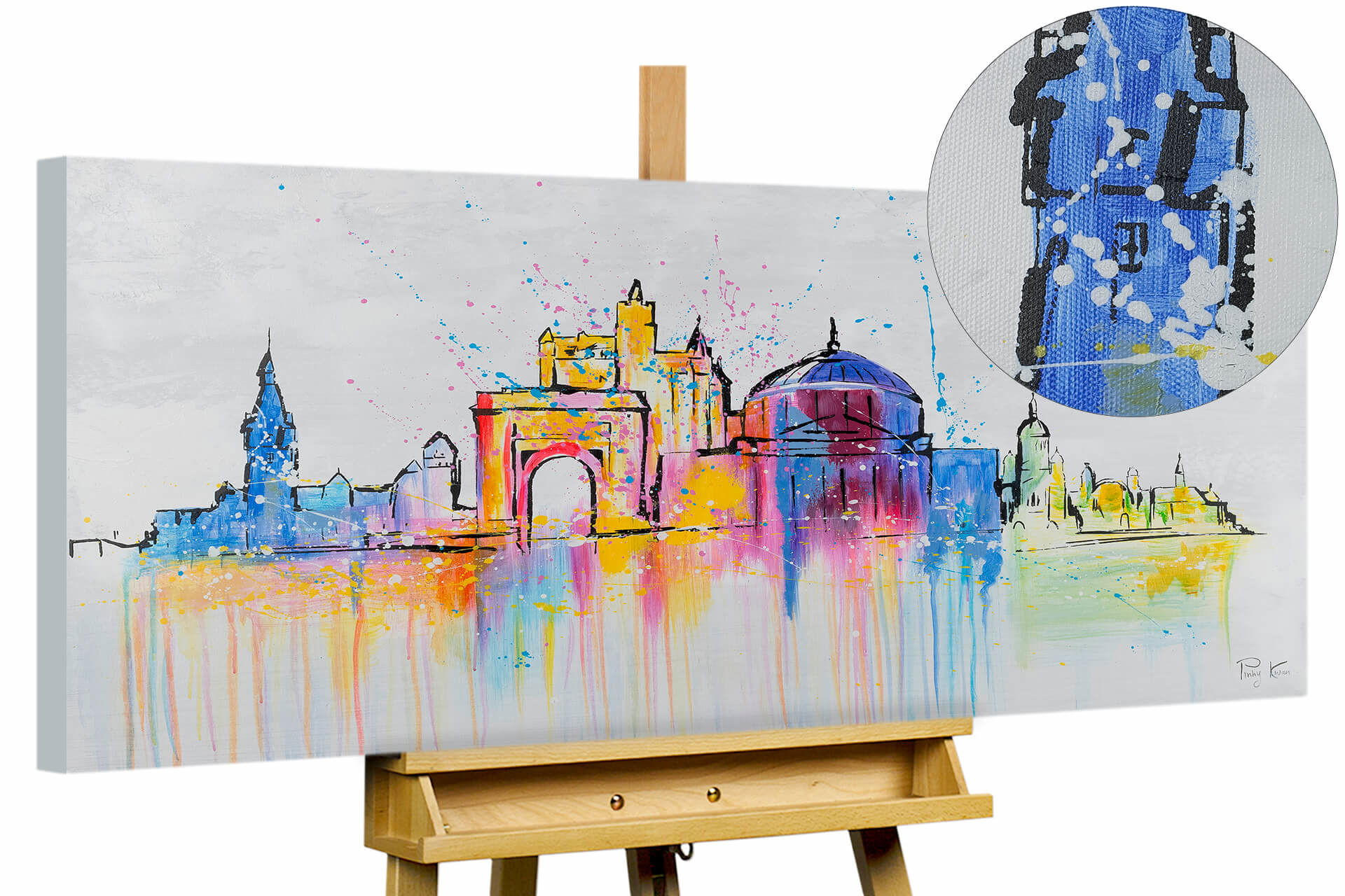KUNSTLOFT RUČNĚ MALOVANÝ AKRYLOVÝ OBRAZ ŠEDÝ, 120/60 CM