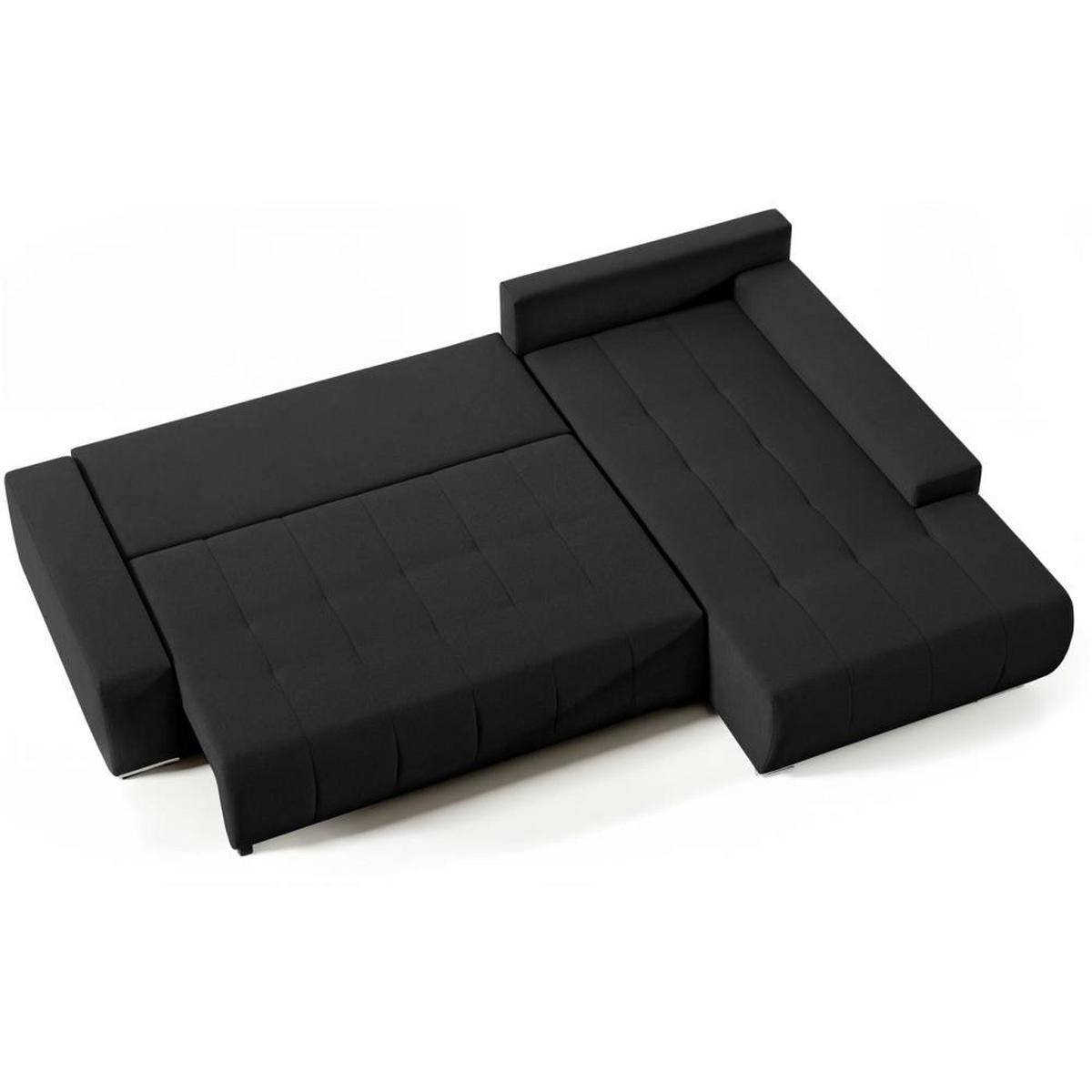 ECKSOFA Draco L schwarz rechts - Chromfarben/Schwarz, Textil/Metall (267/186cm) - Beautysofa