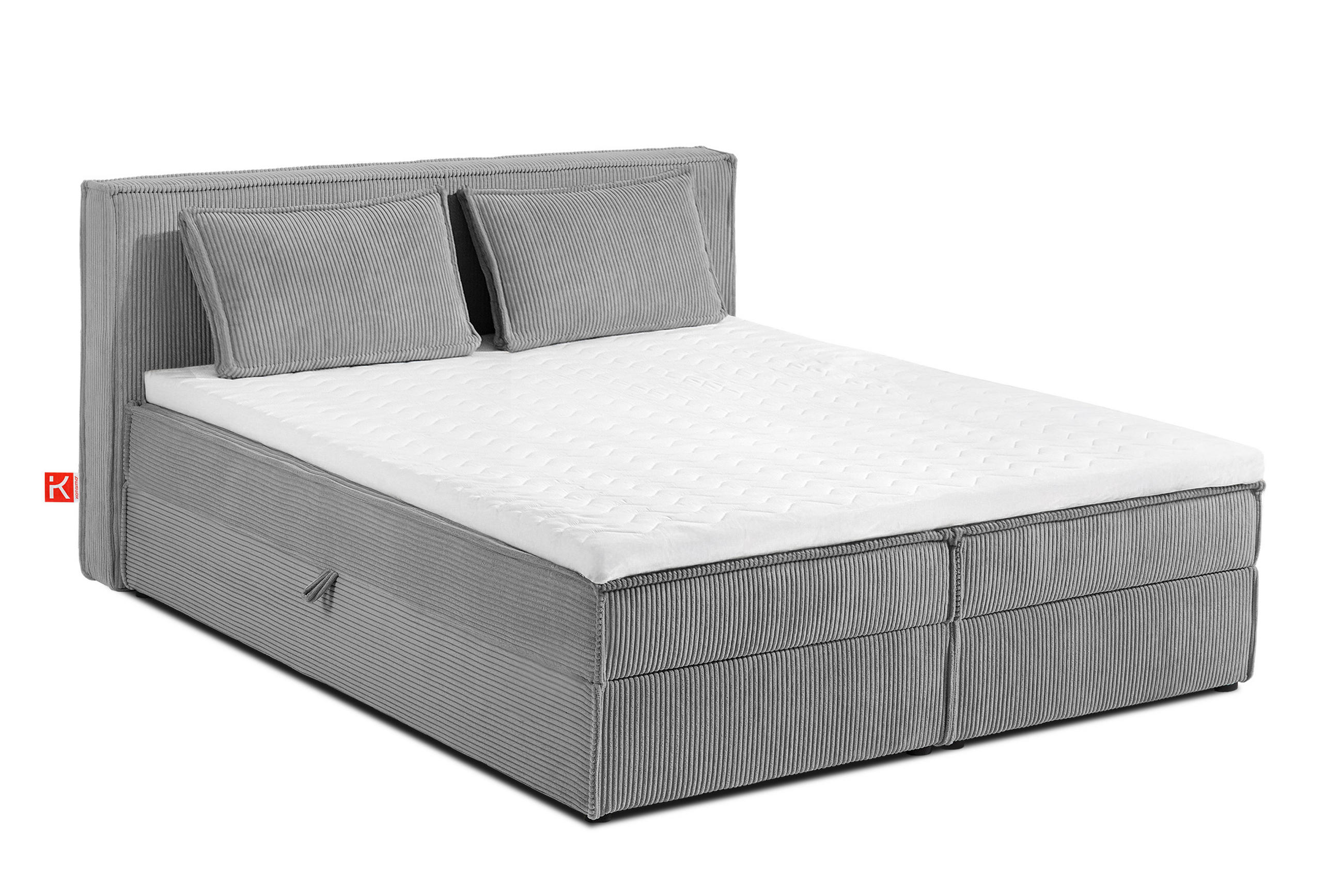 BOXSPRINGBETT ROTI mit Stauraum, hellgrau - Hellgrau/Schwarz, Holz/Holzwerkstoff (160/200cm) - KONSIMO®