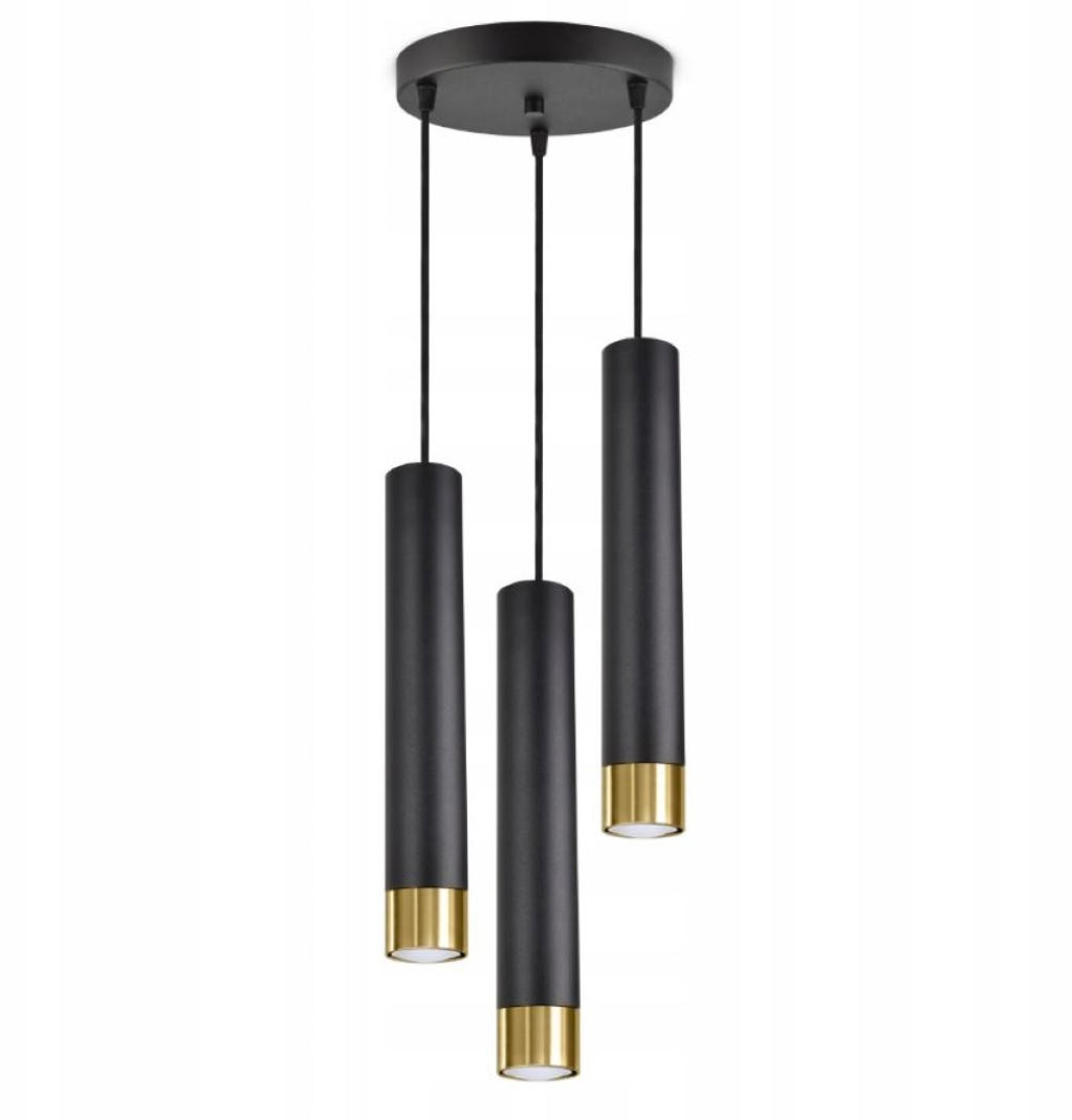PENDELLEUCHTE Milano Tube - Goldfarben/Schwarz, Glas/Metall (30/30/100cm) - kiki design