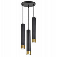 PENDELLEUCHTE Milano Tube - Goldfarben/Schwarz, Glas/Metall (30/30/100cm) - kiki design