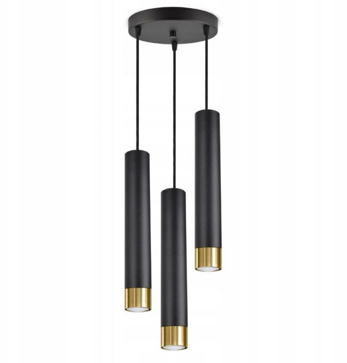 PENDELLEUCHTE Milano Tube - Goldfarben/Schwarz, Glas/Metall (30/30/100cm) - kiki design