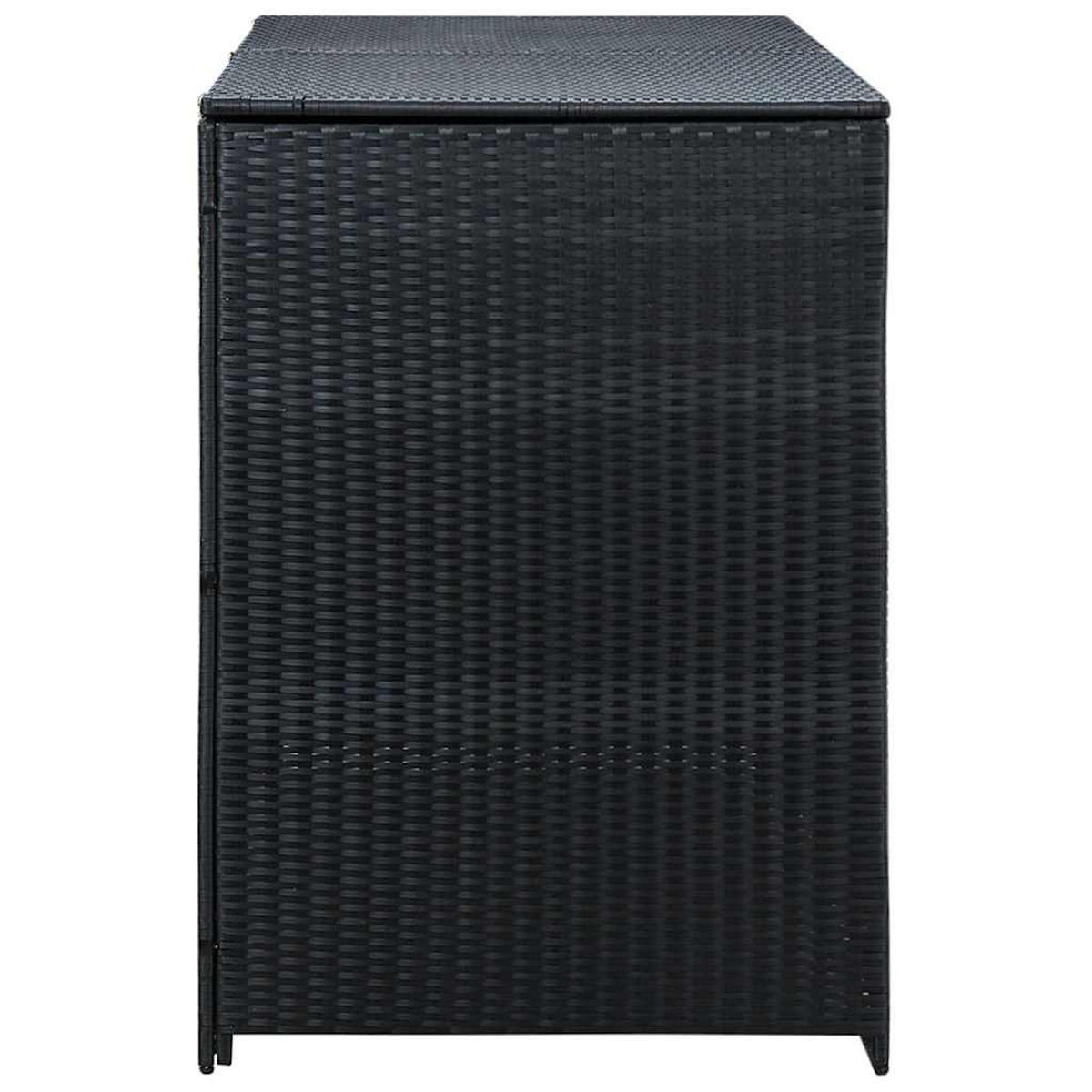 2ER Mülltonnenbox TRIE aus Rattan | 111x148x80cm Schwarz | Für 2 Tonnen - Schwarz, Kunststoff (148/111/80cm) - DELUKE