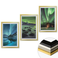 WANDBILDER 3er Set - 40x60 cm Goldrahmen - Winterlandschaften, Nordlichter, Berge - Goldfarben, Kunststoff (40/60cm) - ArtPrintCave