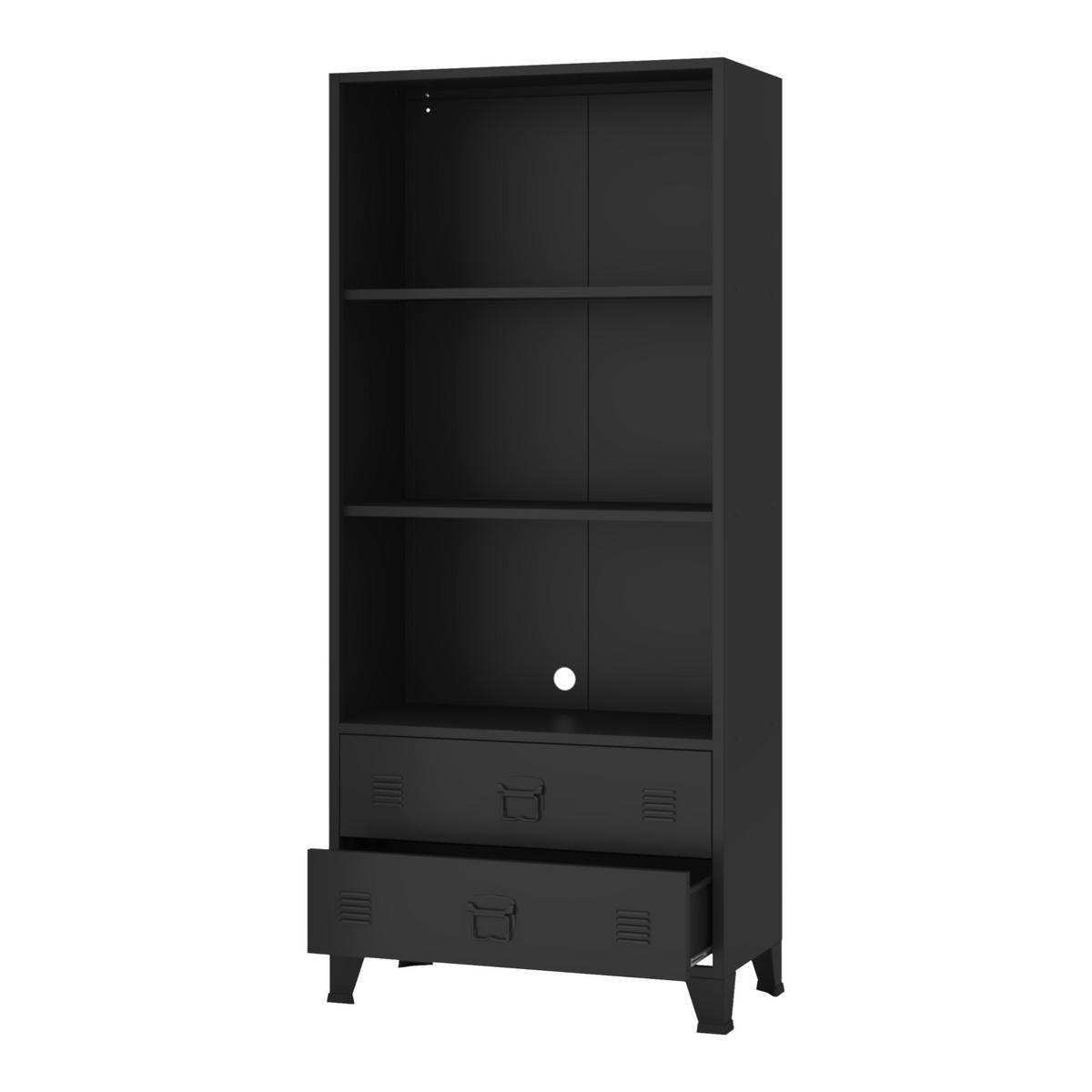 BÜCHERREGAL Hammarland - Schwarz, Metall (80/180/40cm) - [en.casa]