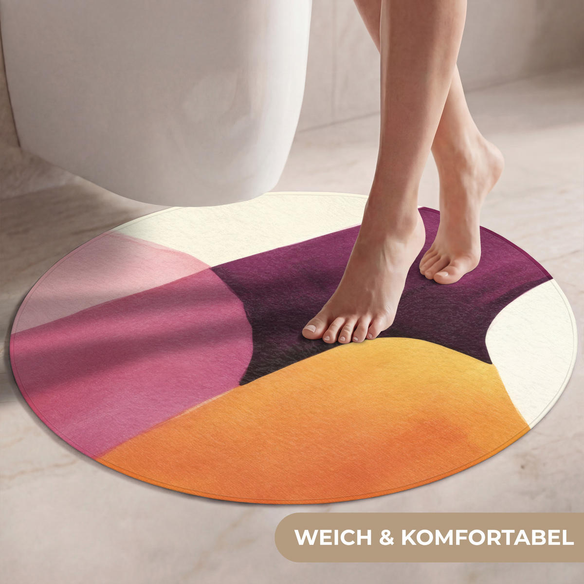 WC PŘEDLOŽKA Tvary - abstraktní - barevné 70x70 cm - terakotová, textil/plast (70/1cm) - OnlyWow