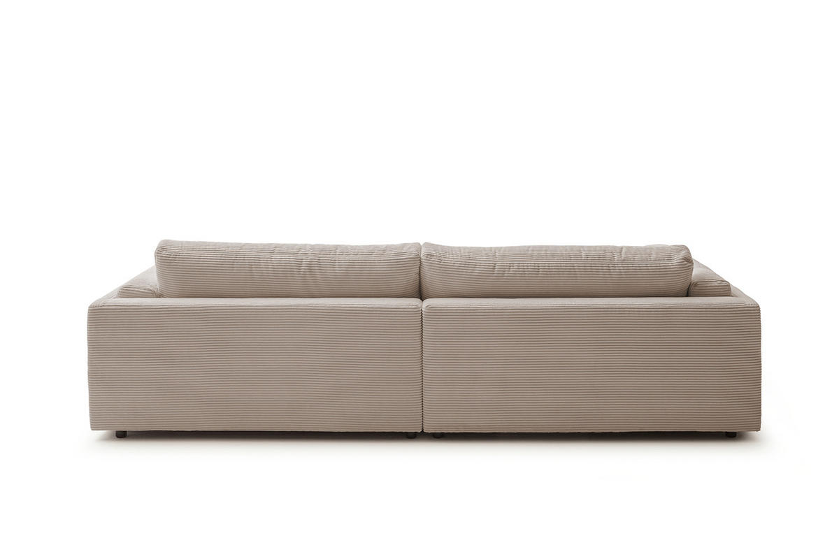 BIG SOFA RAINA Taupe Cord - Taupe/Schwarz, Kunststoff/Textil (254/85/150cm) - KAWOLA