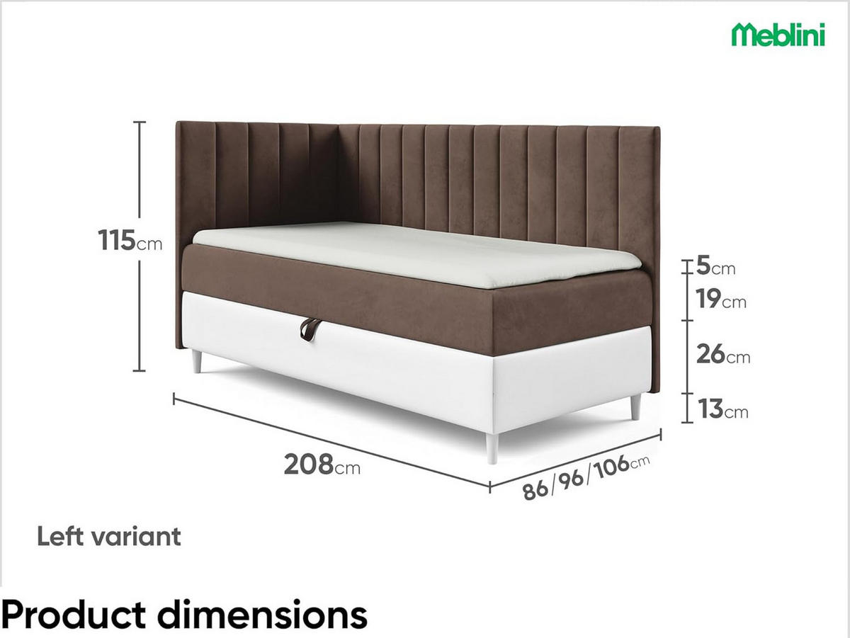 KINDERBETT MAYA 3 - Braun/Weiß, Holzwerkstoff (86/208cm) - Meblini