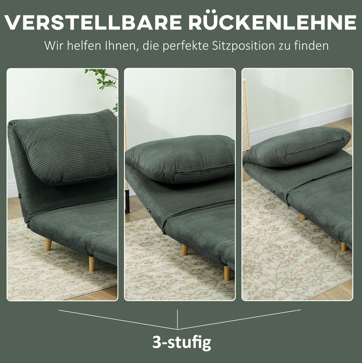 ROZKLÁDACÍ křeslo z polyesteru 82x89x83 cm zelené, 2 v 1 s polohovacím opěradlem a polštářem - zelená barva, textil (89/83/82cm) - Modfu