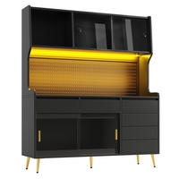 BUFFET DE-38409 145/39/171 cm mit LED-Beleuchtung Schwarz - Schwarz, Holzwerkstoff (145/717/39cm) - ComfortXL