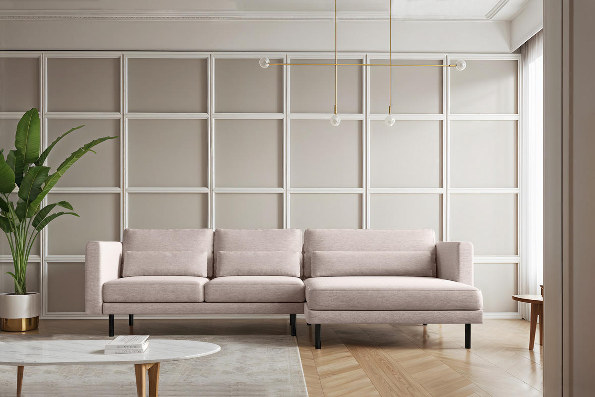ECKSOFA L-form Dani Stoff Verita Beige Rechts - Sandfarben, Holz (281/174cm) - Kaiser Möbel