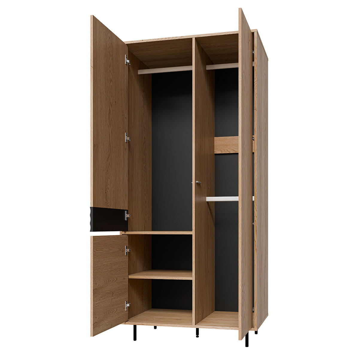 SCHRANK Astra Holz und Schwarz - Schwarz, Holzwerkstoff (90/195/52cm) - Petits-meubles