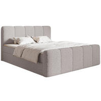 BOXBETT Cloudy II mit Bettkästen und Topper Bouclé Taupe, 180x200 cm - Graubraun/Schwarz, Kunststoff/Textil (180/200cm) - Selsey